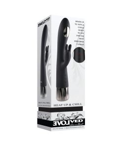 Evolved Heat Up & Chill Rechargeable Heating/Cooling Silicone Rabbit Vibrator Black