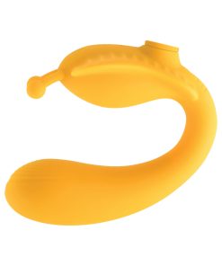 Evolved Monarch Rechargeable Silicone Multifunction Vibrating Strapless Strap-On Yellow