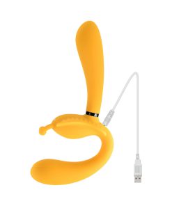 Evolved Monarch Rechargeable Silicone Multifunction Vibrating Strapless Strap-On Yellow