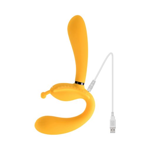 Evolved Monarch Rechargeable Silicone Multifunction Vibrating Strapless Strap-On Yellow - Image 4