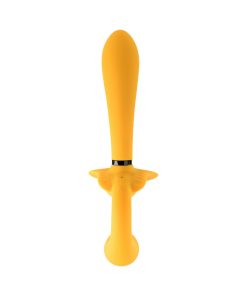 Evolved Monarch Rechargeable Silicone Multifunction Vibrating Strapless Strap-On Yellow
