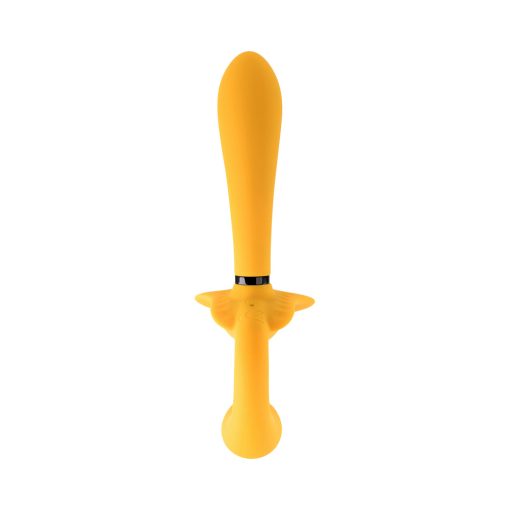 Evolved Monarch Rechargeable Silicone Multifunction Vibrating Strapless Strap-On Yellow - Image 5