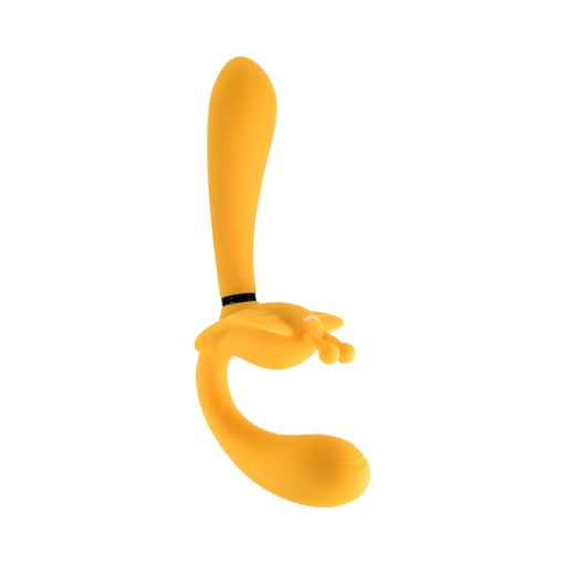 Evolved Monarch Rechargeable Silicone Multifunction Vibrating Strapless Strap-On Yellow - Image 6