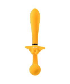Evolved Monarch Rechargeable Silicone Multifunction Vibrating Strapless Strap-On Yellow