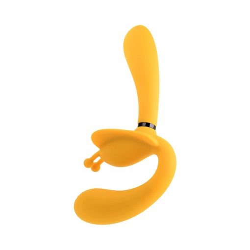 Evolved Monarch Rechargeable Silicone Multifunction Vibrating Strapless Strap-On Yellow - Image 8