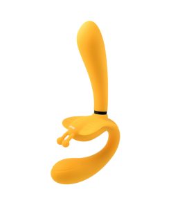 Evolved Monarch Rechargeable Silicone Multifunction Vibrating Strapless Strap-On Yellow