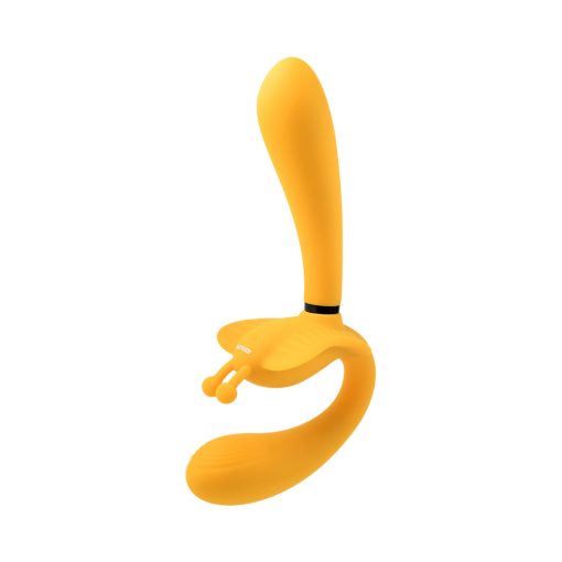 Evolved Monarch Rechargeable Silicone Multifunction Vibrating Strapless Strap-On Yellow - Image 9