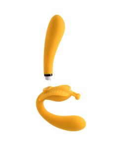 Evolved Monarch Rechargeable Silicone Multifunction Vibrating Strapless Strap-On Yellow