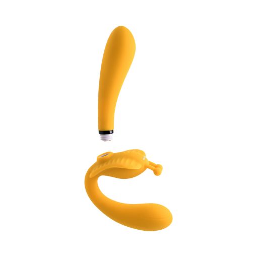 Evolved Monarch Rechargeable Silicone Multifunction Vibrating Strapless Strap-On Yellow - Image 10