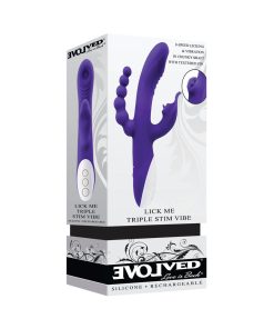 Evolved Lick Me Rechargeable Dual Entry Triple Stimulation Silicone Vibrator Purple