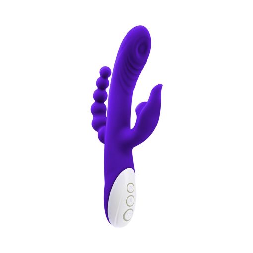 Evolved Lick Me Rechargeable Dual Entry Triple Stimulation Silicone Vibrator Purple - Image 2