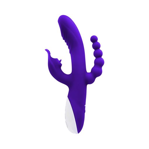 Evolved Lick Me Rechargeable Dual Entry Triple Stimulation Silicone Vibrator Purple - Image 4