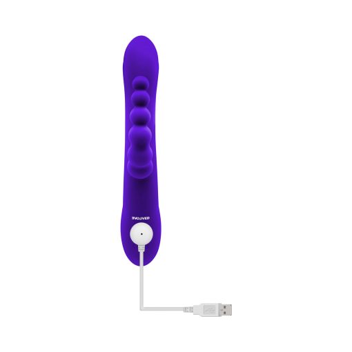 Evolved Lick Me Rechargeable Dual Entry Triple Stimulation Silicone Vibrator Purple - Image 5