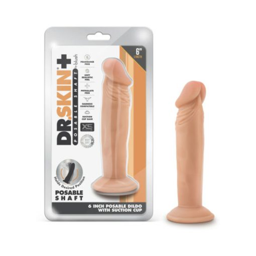 Dr. Skin Plus Realistic 6 In. Triple Density Posable Dildo Beige