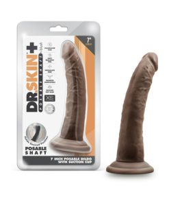 Dr. Skin Plus Realistic 7 In. Triple Density Posable Dildo Brown