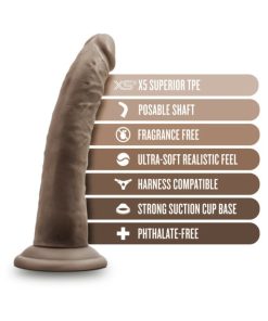 Dr. Skin Plus Realistic 7 In. Triple Density Posable Dildo Brown