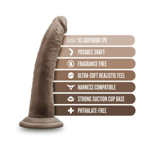 Dr. Skin Plus Realistic 7 In. Triple Density Posable Dildo Brown - Image 7