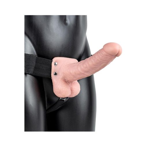 Realrock Realistic 7 In. Hollow Strap-On With Balls Beige - Image 2