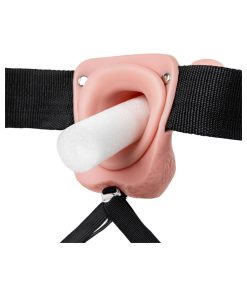 Realrock Realistic 7 In. Hollow Strap-On With Balls Beige