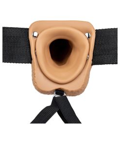 Realrock Realistic 7 In. Hollow Strap-On With Balls Tan
