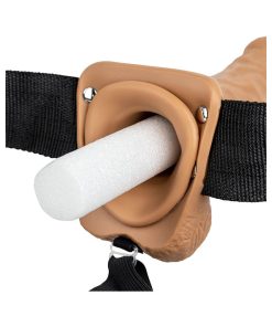 Realrock Realistic 7 In. Hollow Strap-On With Balls Tan