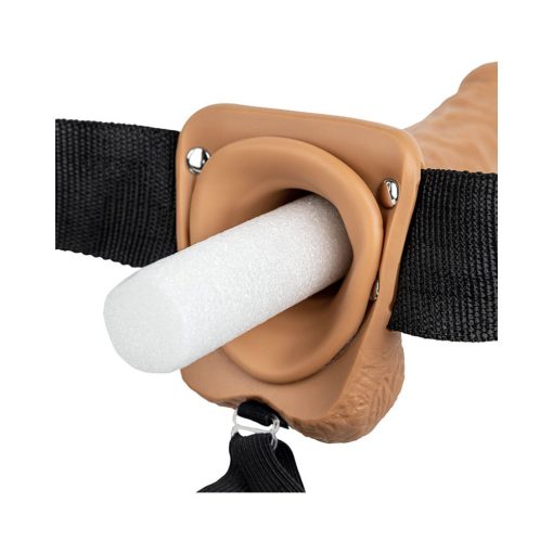 Realrock Realistic 7 In. Hollow Strap-On With Balls Tan - Image 6