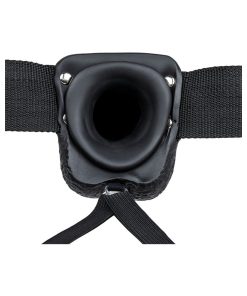 Realrock Realistic 7 In. Hollow Strap-On With Balls Black