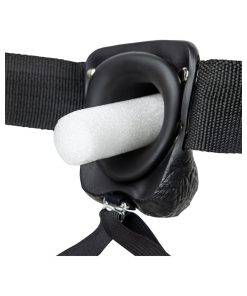 Realrock Realistic 7 In. Hollow Strap-On With Balls Black