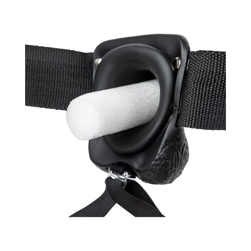 Realrock Realistic 7 In. Hollow Strap-On With Balls Black - Image 6