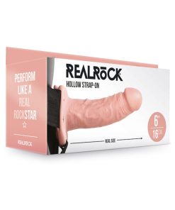 Realrock Realistic 6 In. Hollow Strap-On Beige