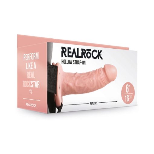 Realrock Realistic 6 In. Hollow Strap-On Beige