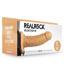 Realrock Realistic 6 In. Hollow Strap-On Tan