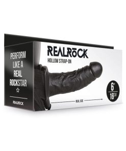 Realrock Realistic 6 In. Hollow Strap-On Black