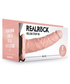 Realrock Realistic 8 In. Hollow Strap-On Beige
