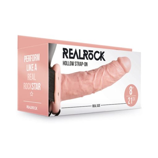 Realrock Realistic 8 In. Hollow Strap-On Beige