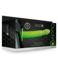 Ouch! Twisted 8 In. Glow In The Dark Hollow Strap-On Neon Green