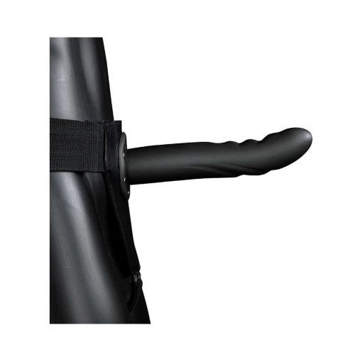 Ouch! Textured Curved 8 In. Hollow Strap-On Black - Image 2