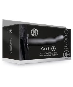 Ouch! Curved 8 In. Hollow Strap-On Gunmetal