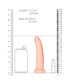 Realrock Realistic 6 In. Slim Dildo With Suction Cup Beige