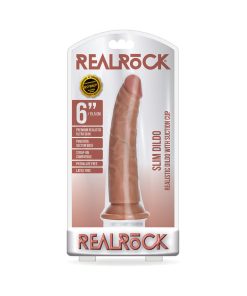 Realrock Realistic 6 In. Slim Dildo With Suction Cup Tan