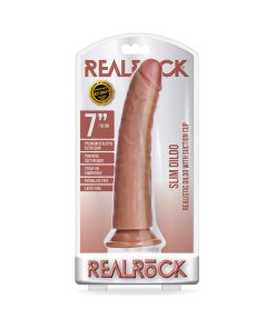 Realrock Realistic 7 In. Slim Dildo With Suction Cup Tan