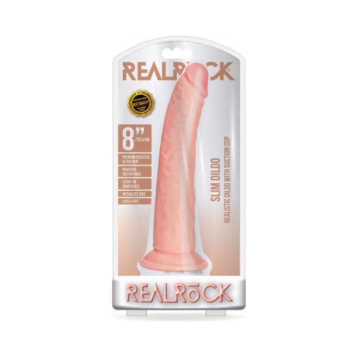 Realrock Realistic 8 In. Slim Dildo With Suction Cup Beige