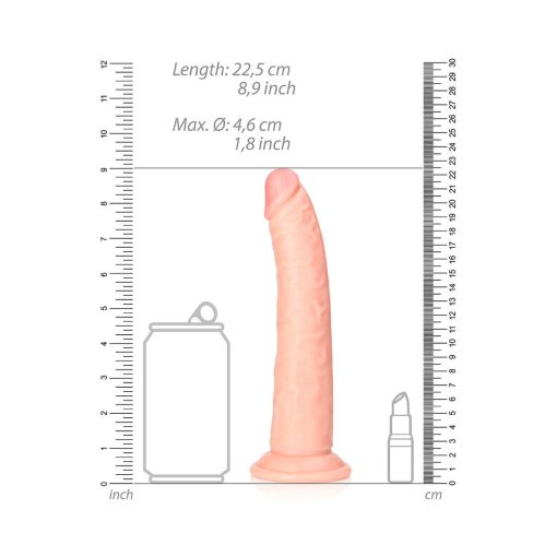 Realrock Realistic 8 In. Slim Dildo With Suction Cup Beige - Image 6
