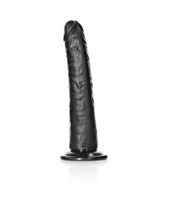 Realrock Realistic 8 In. Slim Dildo With Suction Cup Black