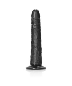 Realrock Realistic 8 In. Slim Dildo With Suction Cup Black
