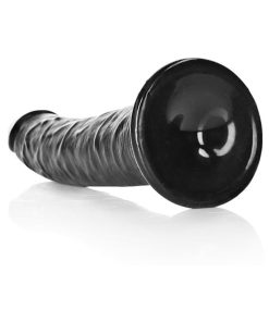 Realrock Realistic 8 In. Slim Dildo With Suction Cup Black