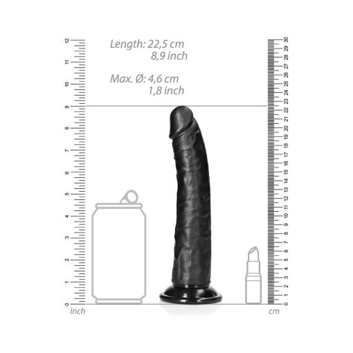 Realrock Realistic 8 In. Slim Dildo With Suction Cup Black - Image 6