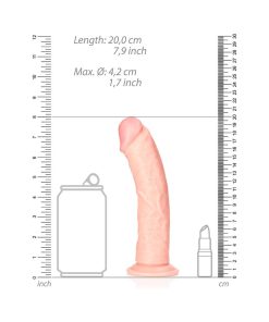 Realrock Realistic 7 In. Curved Dildo With Suction Cup Beige
