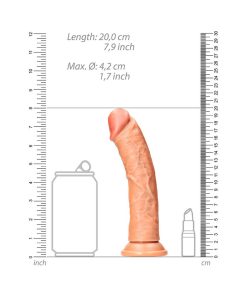 Realrock Realistic 7 In. Curved Dildo With Suction Cup Tan