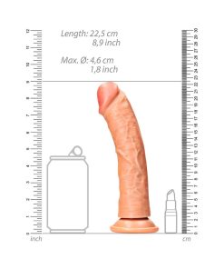 Realrock Realistic 8 In. Curved Dildo With Suction Cup Tan